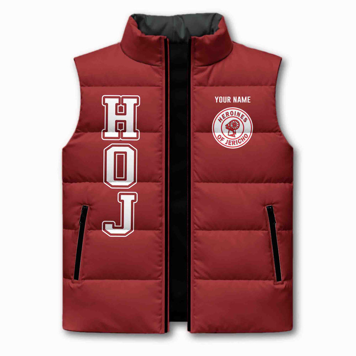 Customized Name, Court and Number HOJ Heroines of Jericho Puffer Vest Jacket M-8XL