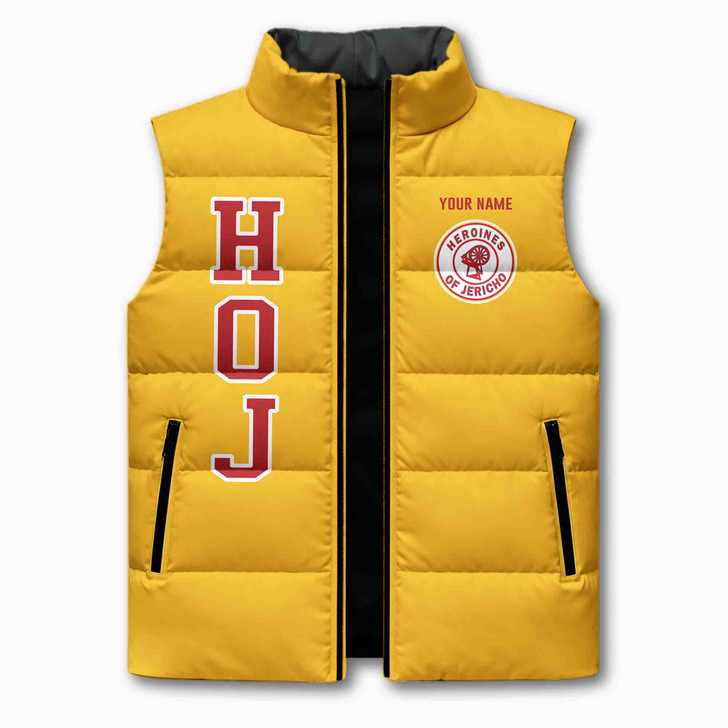 Customized Name, Court and Number HOJ Heroines of Jericho Puffer Vest Jacket M-8XL