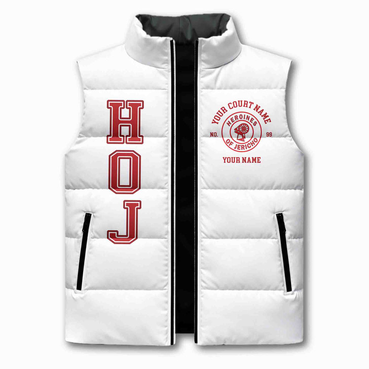 Customized Name, Court and Number Heroines of Jericho HOJ Puffer Vest Jacket M-8XL