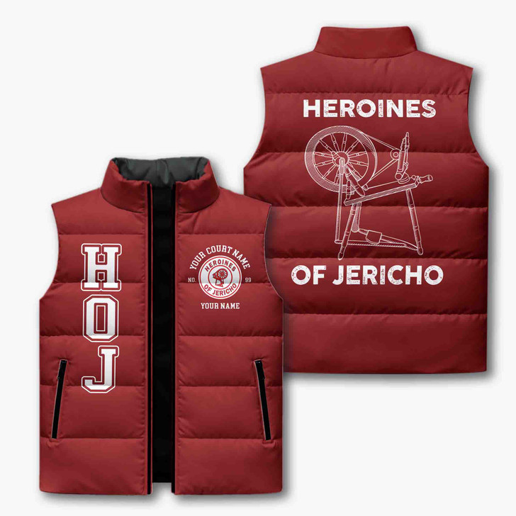 Customized Name, Court and Number Heroines of Jericho HOJ Puffer Vest Jacket M-8XL