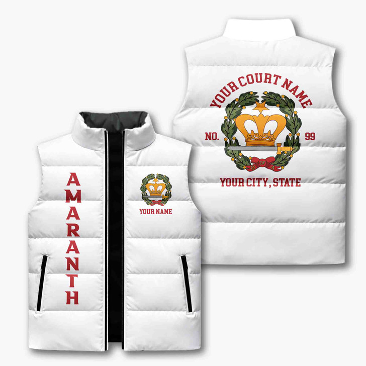 Customized Name, Court and Number Order of Amaranth Puffer Vest Jacket M-8XL
