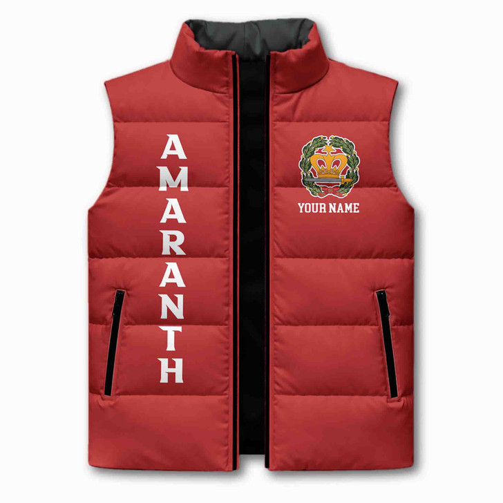 Customized Name, Court and Number Order of Amaranth Puffer Vest Jacket M-8XL