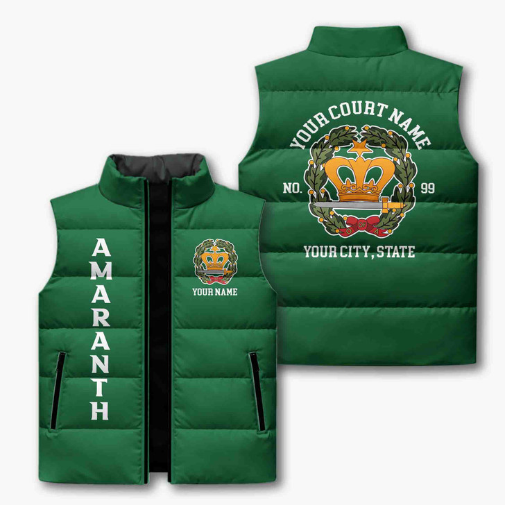 Customized Name, Court and Number Order of Amaranth Puffer Vest Jacket M-8XL