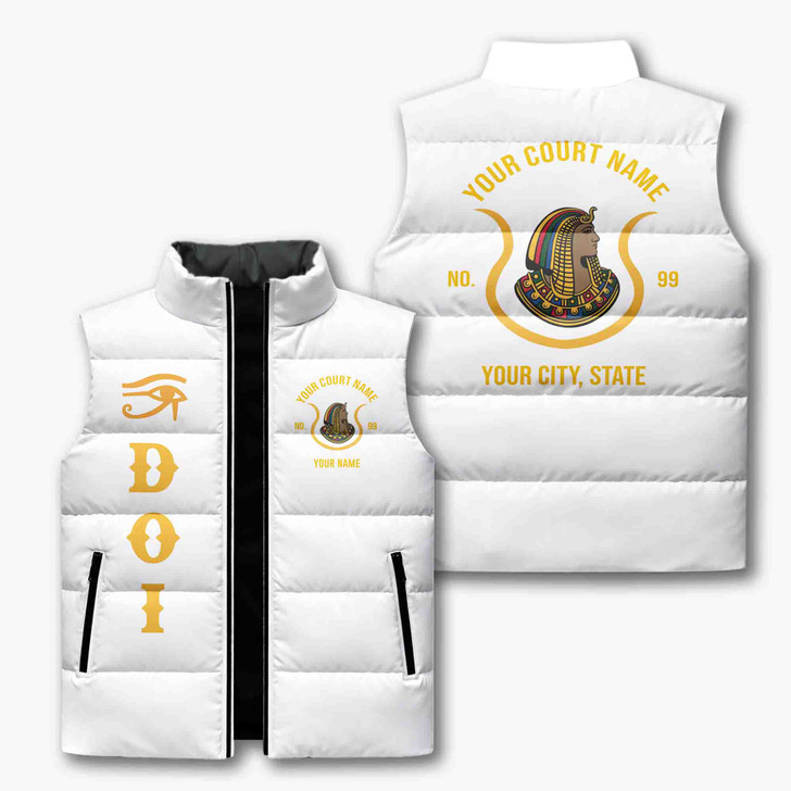 Personalized Daughters of Isis Puffer Vest, Custom DOI Court Name Jacket, DOI Sister Gift, Masonic Women Vest, Plus Size M-8XL