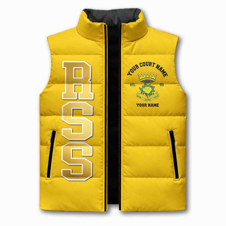 Personalized Rose of Seven Seals Puffer Vest, Custom RSS Court Name Jacket, RSS Sister Gift, Masonic Women Vest, Plus Size M-8XL