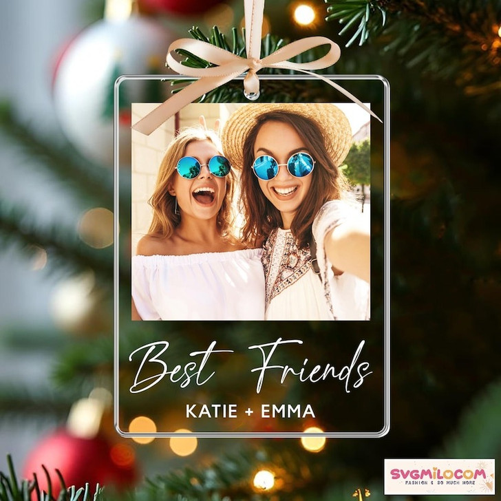 Personalized Best Friend Ornament, Custom Photo Acrylic Ornament, Bestie Christmas Gift
