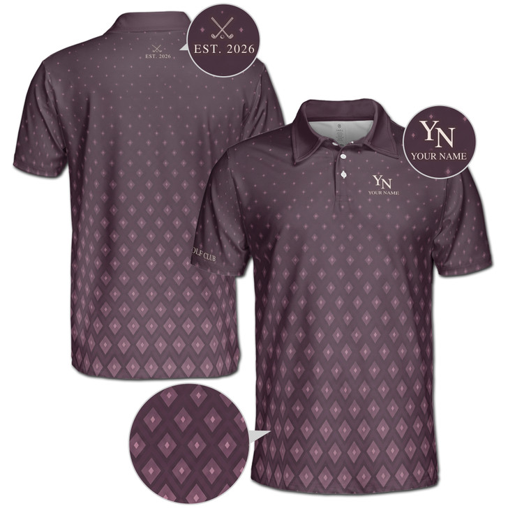 personalized-men's-retro-classic-golf-polo-shirt-custom-name-and-initials-vintage-geometric-diamond-pattern-5