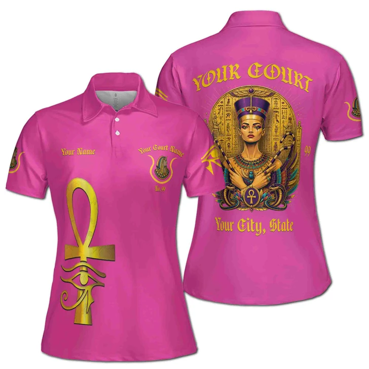 Personalized Imperial Court Polo, Custom Court Name, Egyptian Queen Women's Polo Shirt S-5XL
