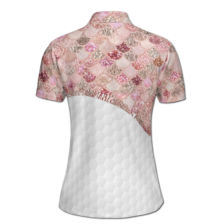 mermaid-scale-women's-golf-polo-shirt-rose-gold-glitter-effect-custom-name-s-5xl-3