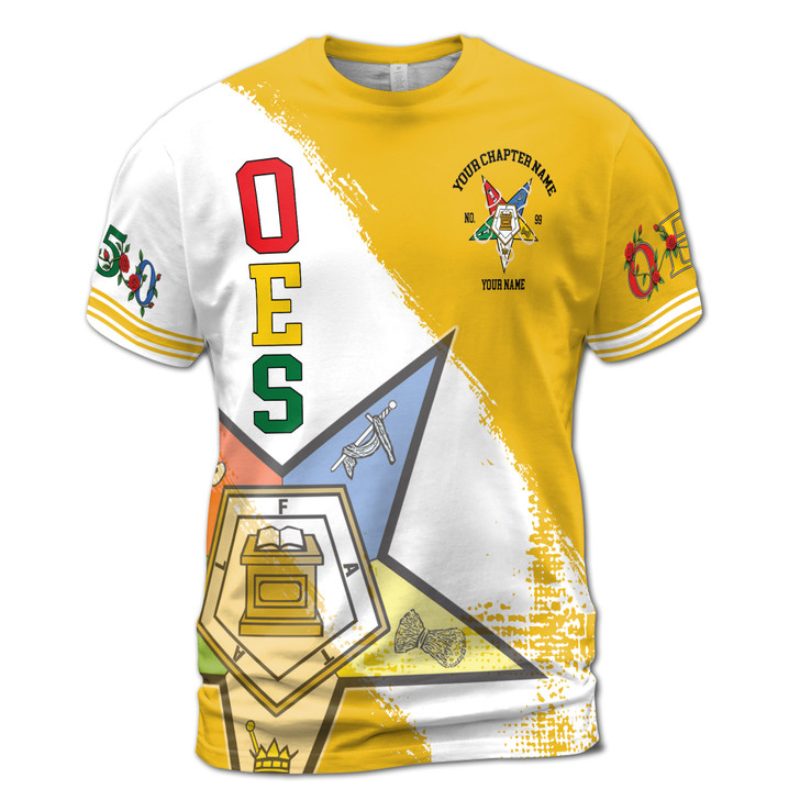 Personalized OES T-Shirt, Custom Eastern Star Chapter Name Shirt, Floral Rose Design, OES Sister Gift