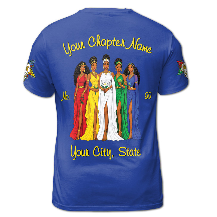Eastern Star Sisterhood T-Shirt, Personalized OES Five Sisters Design, Custom Chapter Name, Masonic Sister Gift