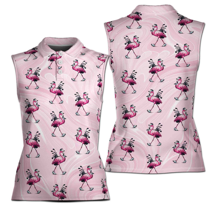 Pink Flamingo Pattern Golf Sleeveless Women's Polo Shirt XS-4XL