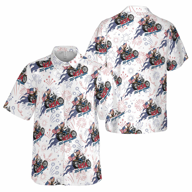 Custom Face USA 250th Freedom Funny Patriotic Button Down Shirt S-5XL