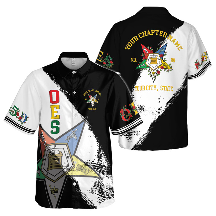 Personalized OES Button Down Shirt Floral Rose Custom Chapter Gift S-5XL