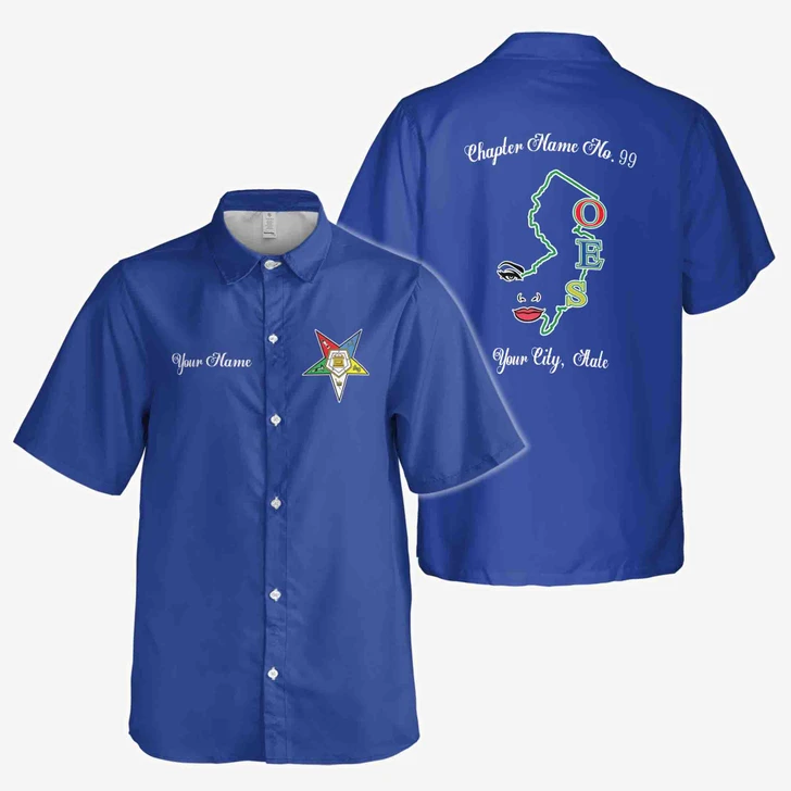 Custom OES Order of the Eastern Star State Map Line Button Down Shirt S-5XL