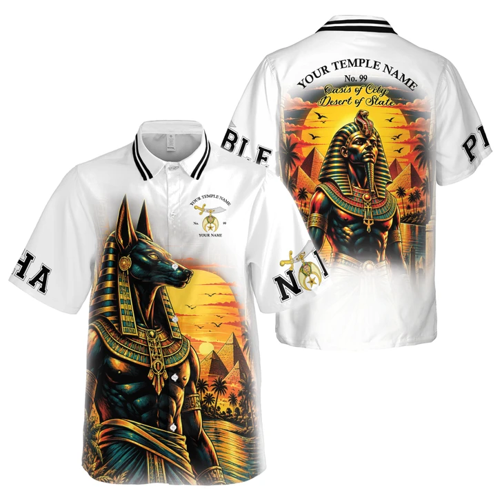 Custom Shriner Shirt Prince Hall Egyptian Anubis Pharaoh Temple Name Number S-5XL