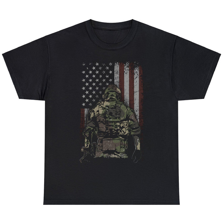 American Soldier Veteran United States Army Camouflage US Flag Veteran T-Shirt