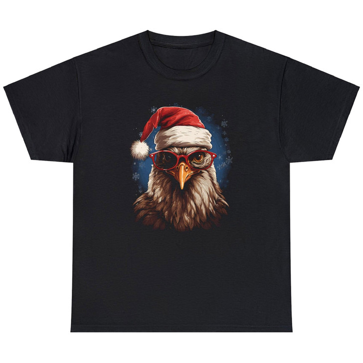 Funny Rooster Wearing Santa Hat Tee, Christmas Rooster Unisex T-shirt