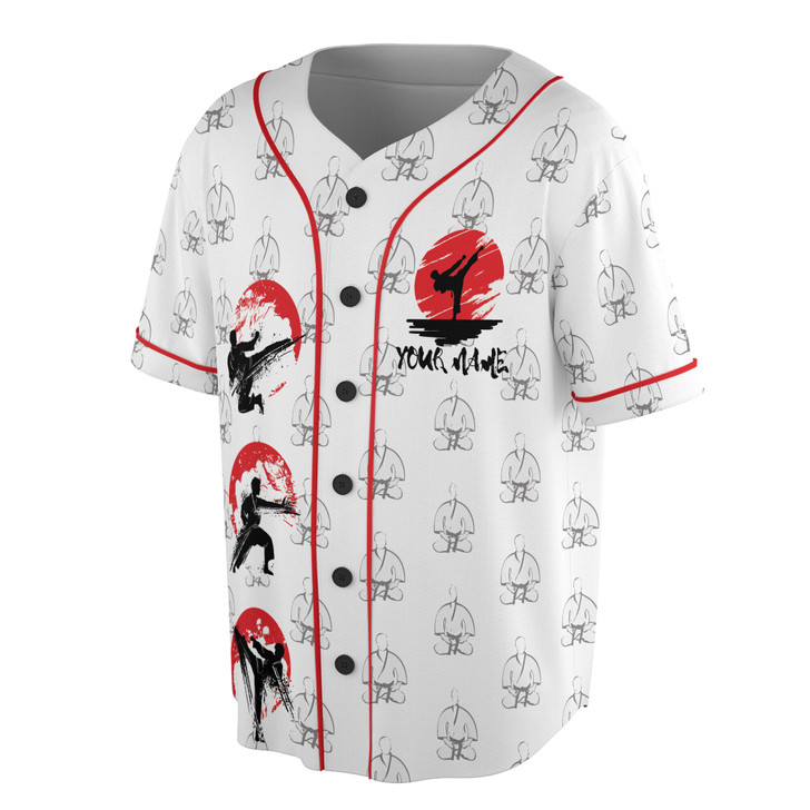 Custom Name Karate Japan Karate Pattern Baseball Jersey S-5XL