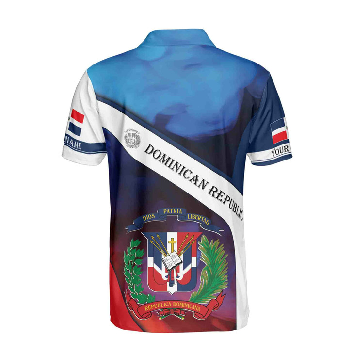 Custom Name Dominican Republic Coat Of Arms Patriotic Flag Men's Polo Shirt S-5XL