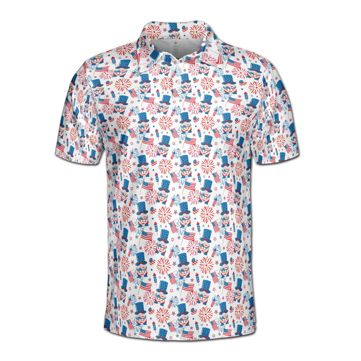 Funny American Gnomes Happy Independence Day 4th Of July Men's Polo Shirt S-5XL