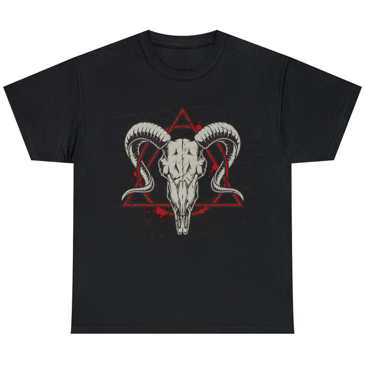 Vintage Monochrome Satanic Goat Baphomet Triangle Circle Gothic Grunge Occult T-shirt
