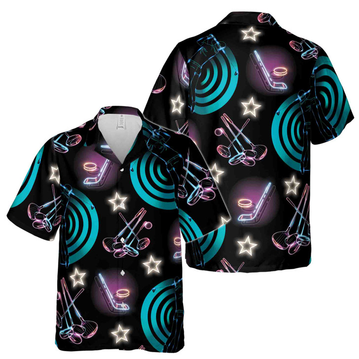 Neon Light Disco Hockey Stick Hawaiian Shirt S-5XL