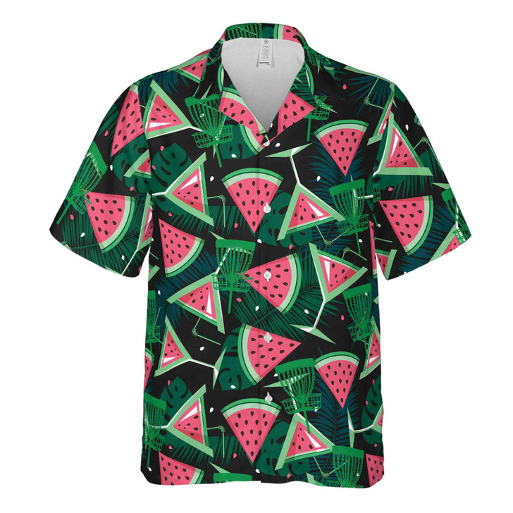 Funny Watermelon Cocktail Disc Golf Hawaiian Shirt S-5XL