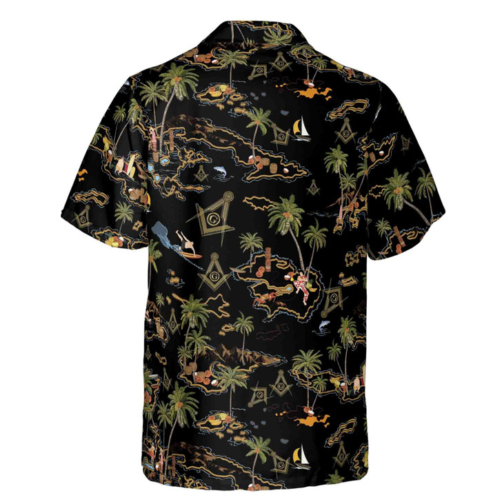 Masonic Tropical Freemasonry Palm Island Freemason Hawaiian Shirt S-5XL