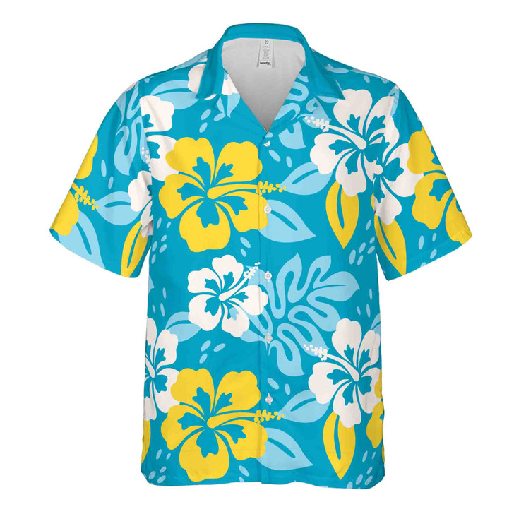 Classic Yellow Blue Flower Hawaiian Shirt S-5XL
