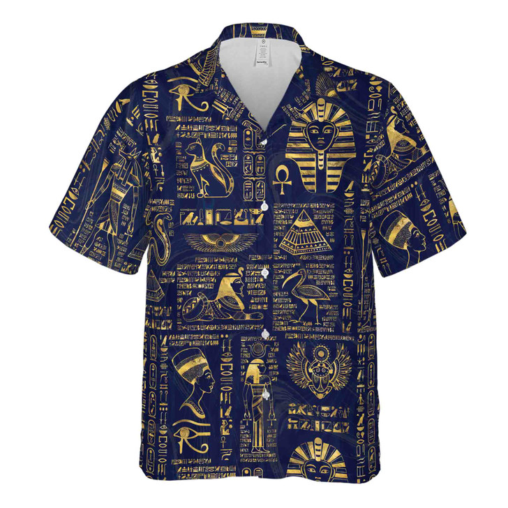 Egyptian Hieroglyphs And Deities Hawaiian Shirt Size S-5XL