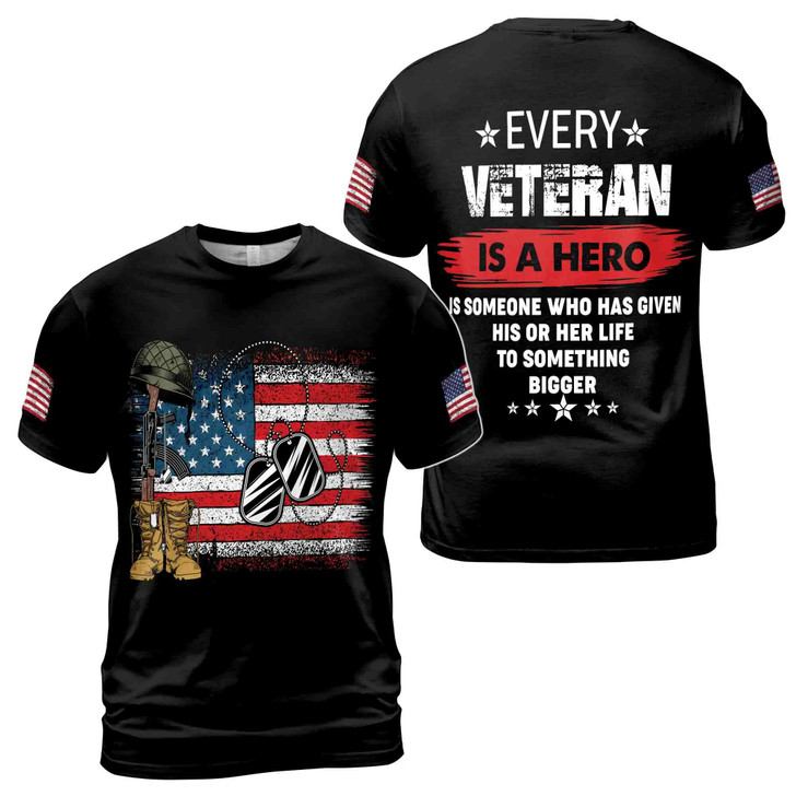 America Veteran Veteran Is A Hero Patriotic Men's T-shirt S-5XL