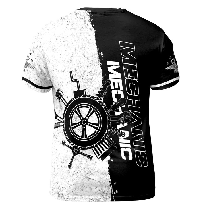 Customize Name Mechanic Wheel Tool Set Dad Grunge Gift 3D T-Shirt S-5XL