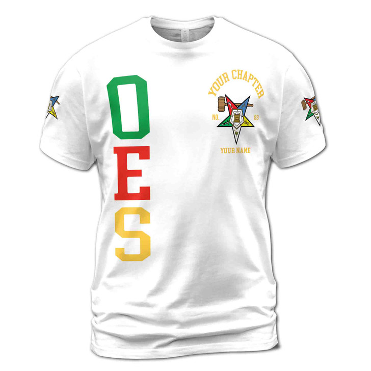 Custom Name Order of the Eastern Star Past Matron OES Gavel 3D T-Shirt S-5XL