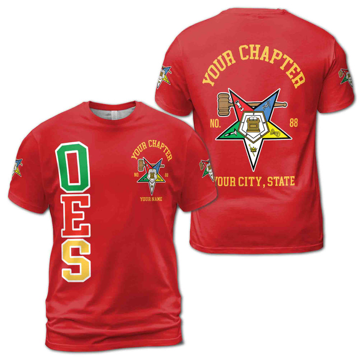 Custom Name Order of the Eastern Star Past Matron OES Gavel 3D T-Shirt S-5XL