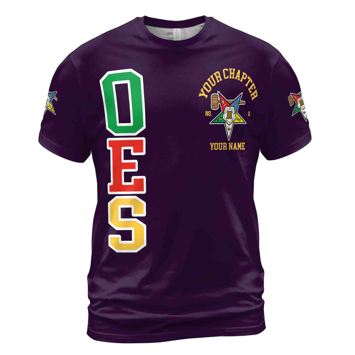 Custom Name Order of the Eastern Star Past Matron OES Gavel 3D T-Shirt S-5XL