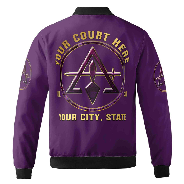 Custom Name Court York Rite Purple Unisex Bomber Jacket S-5XL