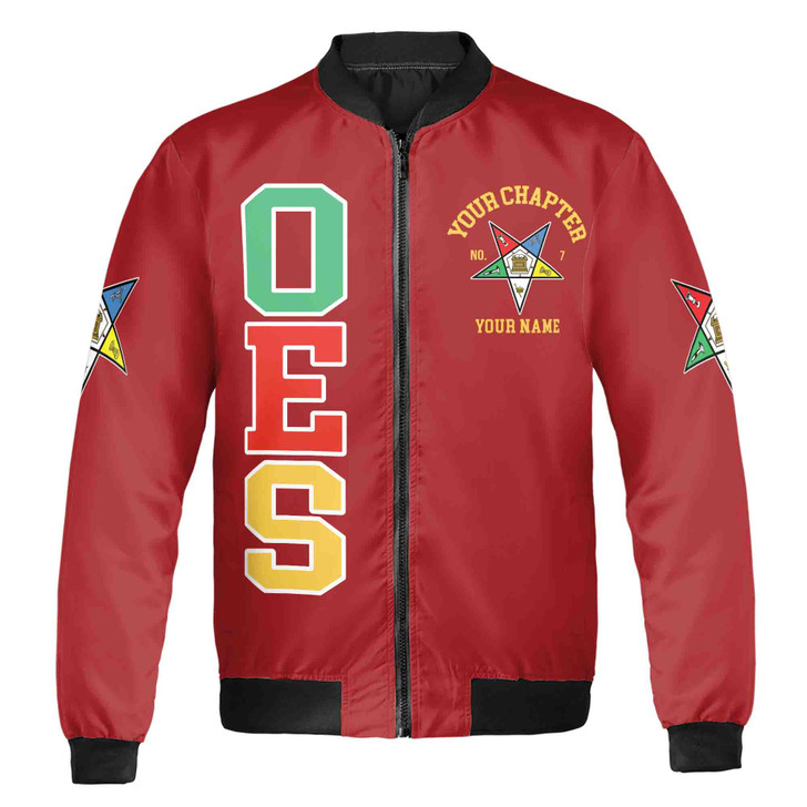Custom Name Order of the Eastern Star OES Pentagon Up PHA Unisex Bomber Jacket S-5XL