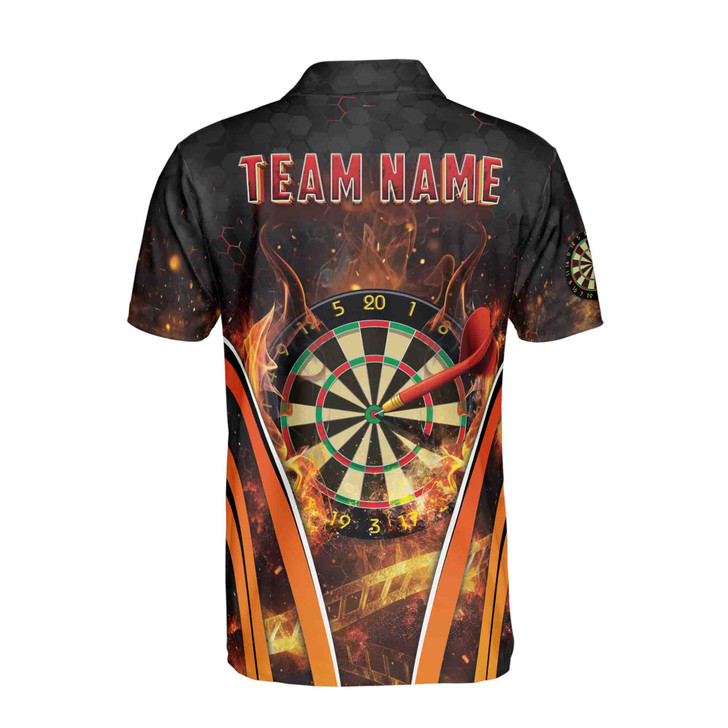 Custom Name Team Name Red Flame Darts Arrows Darts Team Men's Polo Shirt S-5XL