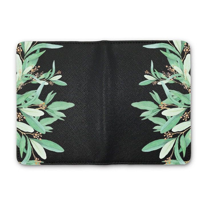 Flower 2 Leather Passport Holder Wallet Floral Passport Leather Passport Holder