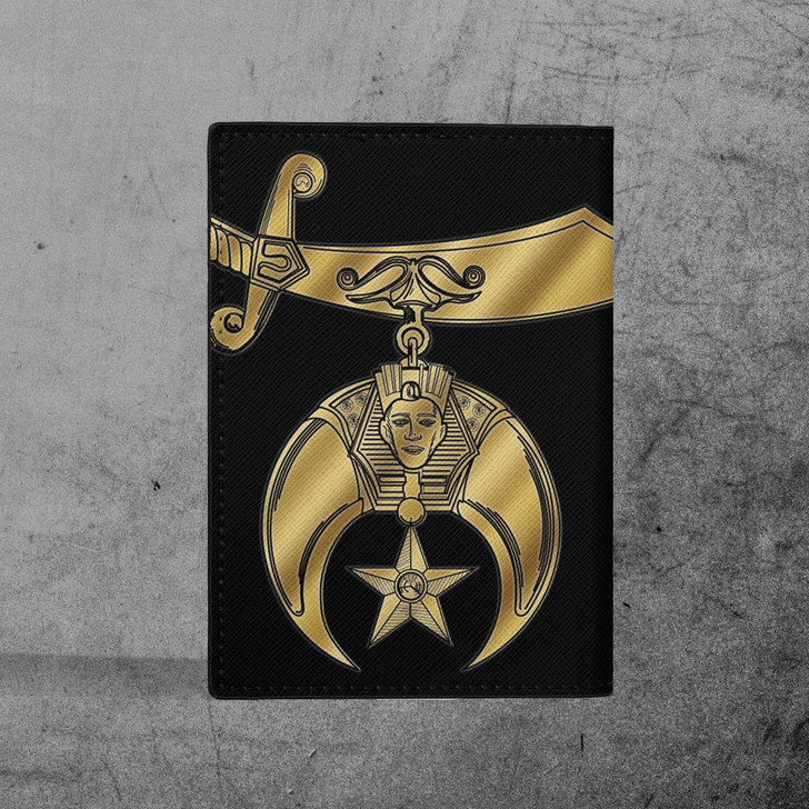 Custom Your Temple and Name Noble Shriners Leather Passport Holder