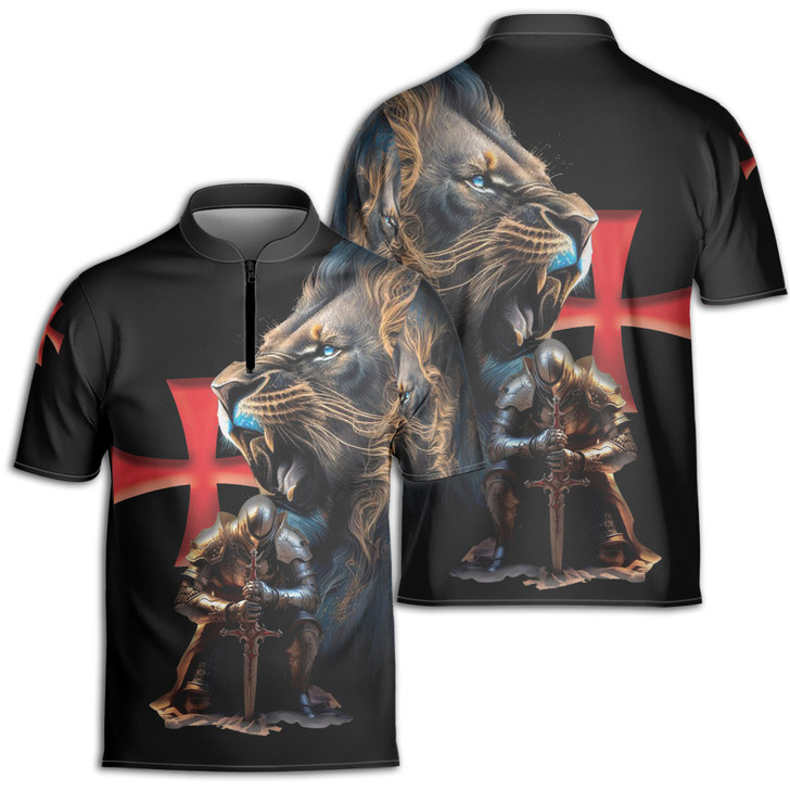 Mystic Lion Of Judah Honor Of Knight Templar Zipper Polo S-5XL