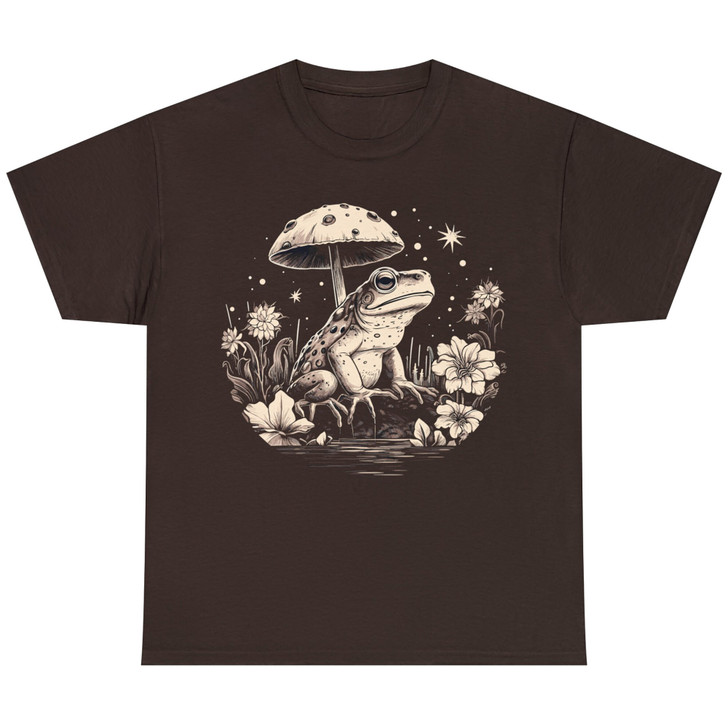 Cute Cottagecore Aesthetic Frog Mushroom Floral Vintage T-Shirt
