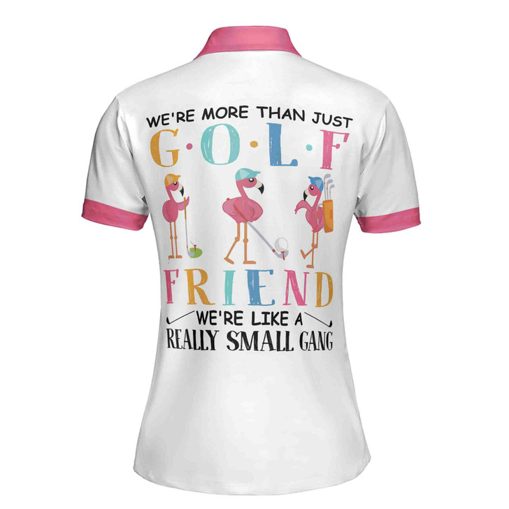 Customize Name More Than Golf Friends Small Gang, Flamingo Golfing Women's Polo Shirt S-5XL