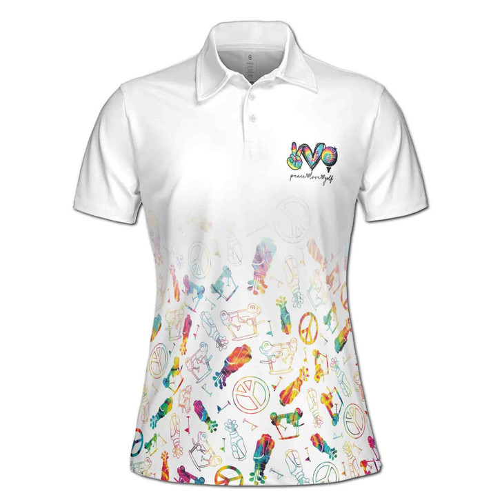 Peace Love And Golf Watercolor Symbol Women's Polo Shirt S-5XL
