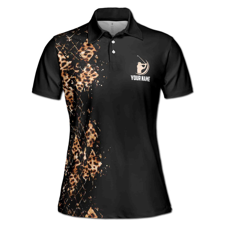 Custome Name Golf That's What I Do I Play Golf Leopard Pattern Women's Polo Shirt S-5XL