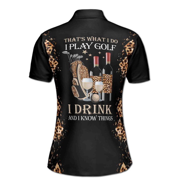 Custome Name Golf That's What I Do I Play Golf Leopard Pattern Women's Polo Shirt S-5XL