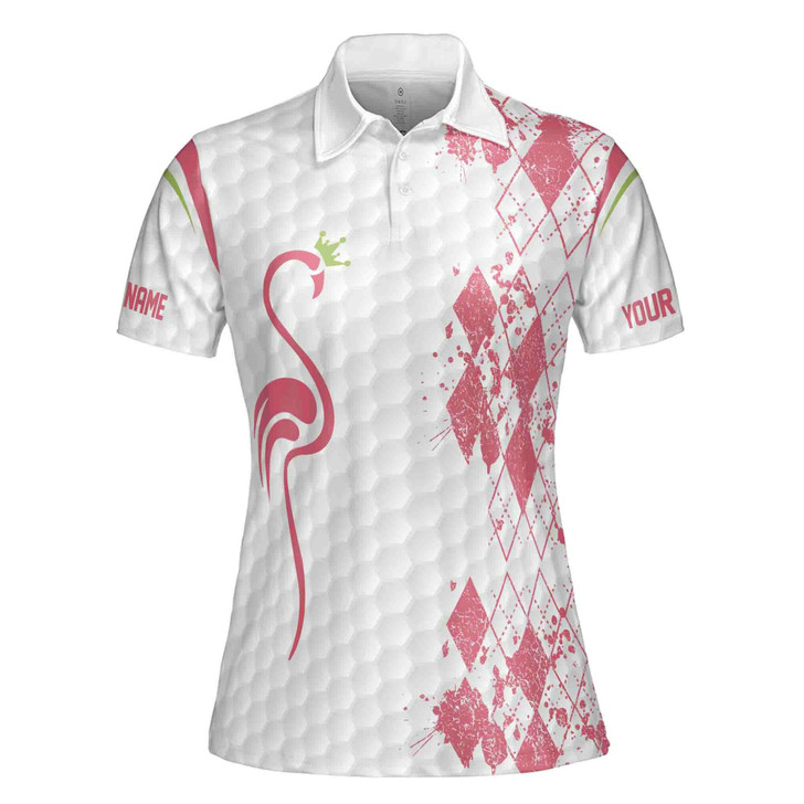 Custom Name Queen Of The Green Flamingo Queen Of Golf Women 3D Polo Shirt Size S-5XL