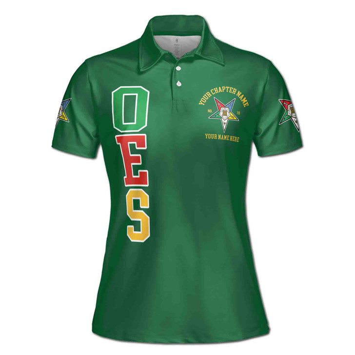 Customize Order of the Eastern Star OES Pentagon Down AF&AM Women's Polo Shirt S-5XL