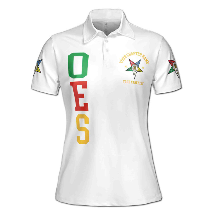 Customize Order of the Eastern Star OES Pentagon Down AF&AM Women's Polo Shirt S-5XL
